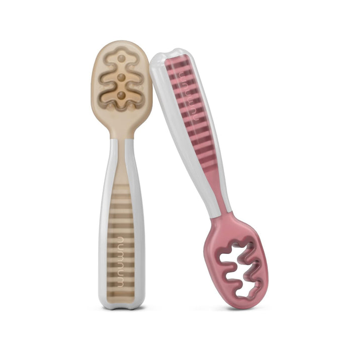 NumNum GOOtensil Self-feeding Baby Pre-spoons - Beige & Mauve [set of 2] (No BPA, PVC & Phthalates)