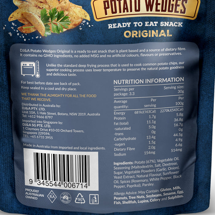 DJ&A Potato Wedges Original 100g (All Natural, No Added MSG, No GMO)