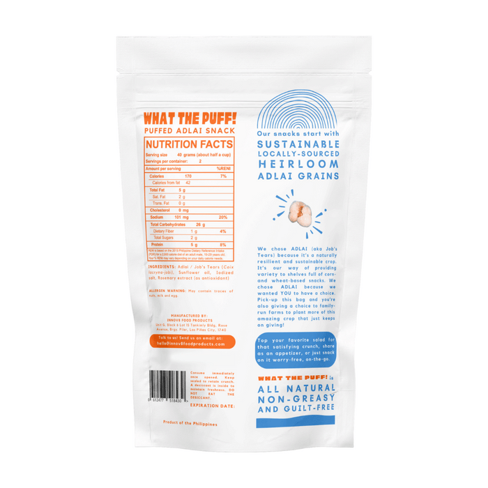 What The Puff Puffed Adlai Snack - Lightly Salted 80g